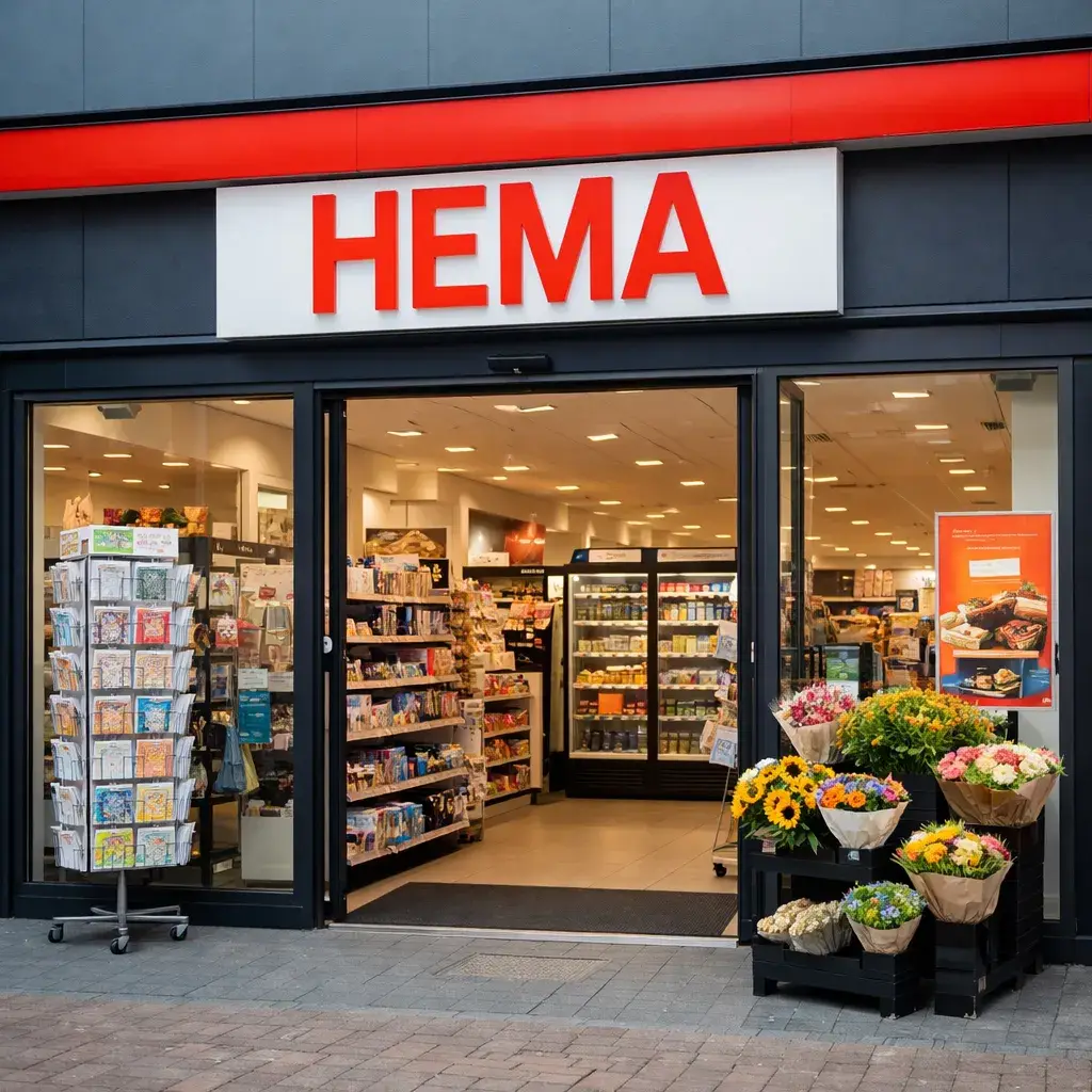 Voorkant van een HEMA winkel met open ingang in Berkel en Rodenrijs
