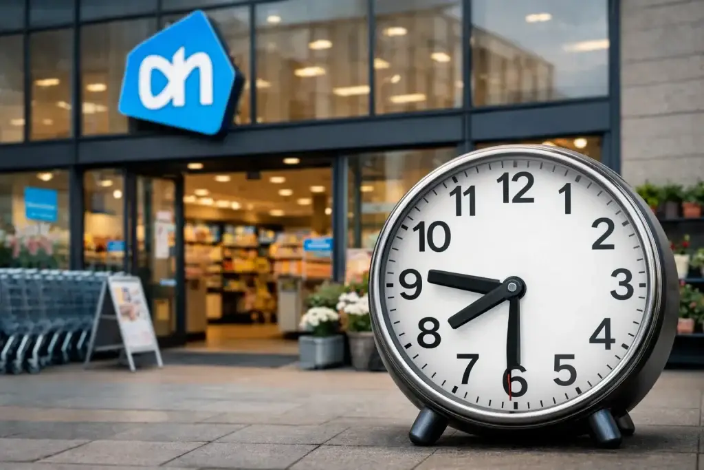 Albert Heijn supermarkt met klok bij ingang