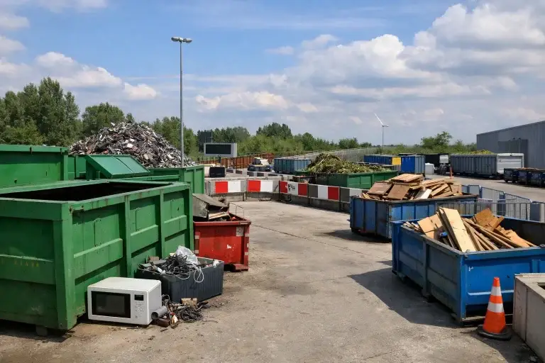 Recyclingcontainers bij milieustraat